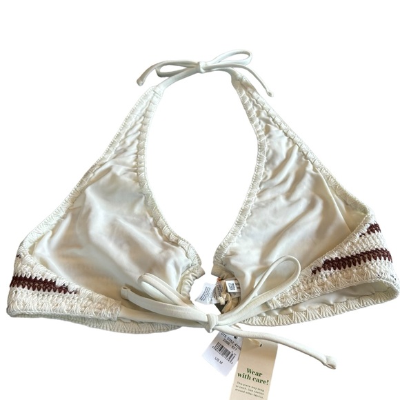 Aerie crochet bikini halter top with ties/ring detail NWT Women’s Medium - Picture 4 of 7